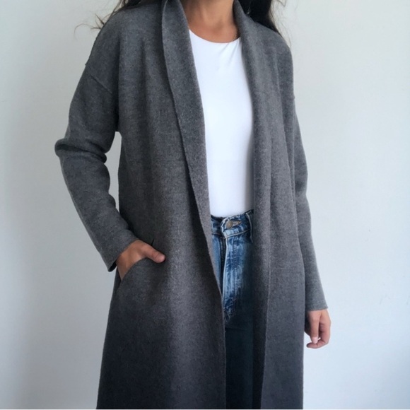 EILEEN FISHER Shawl Collar Kimono Jacket in Ombre Boiled Wool Ash/Black S/M - Picture 3 of 9